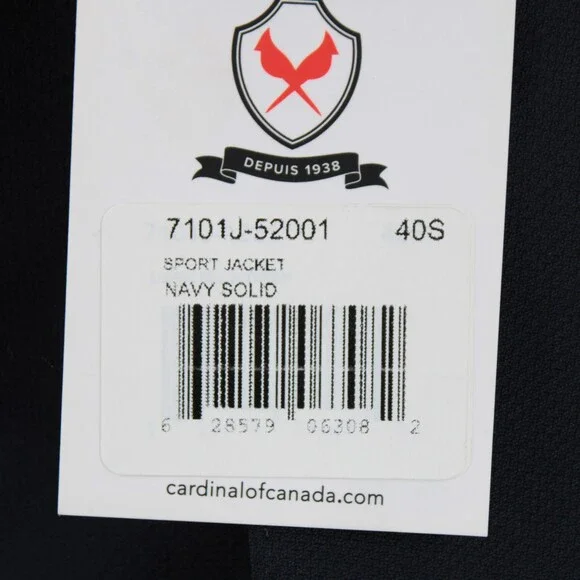 Cardinal of Canada NWT 100% Wool Sport Coat Size 40S US In Solid Navy Blue